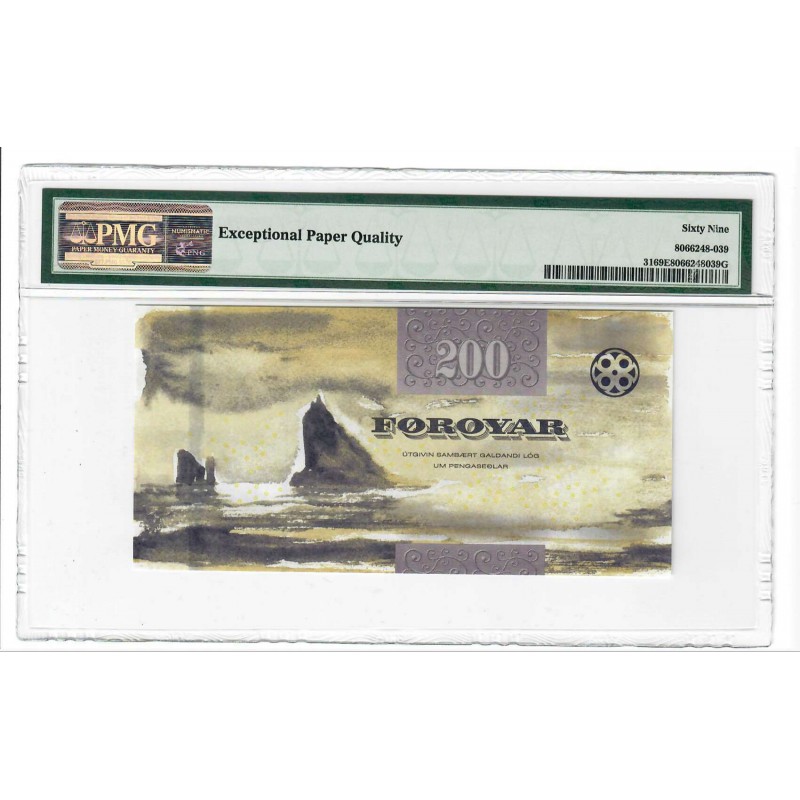 FAEROE FAROE ISLANDS p31 BANKNOTE 200 KRONUR 2011 PMG 69 WORLD BANKNOTES