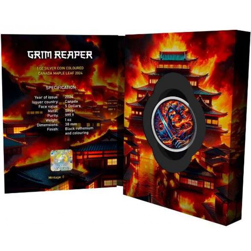 GRIM REAPER Samurai 1 Oz Silver Coin Canada 2024 GOLD AND SILVER BULLION