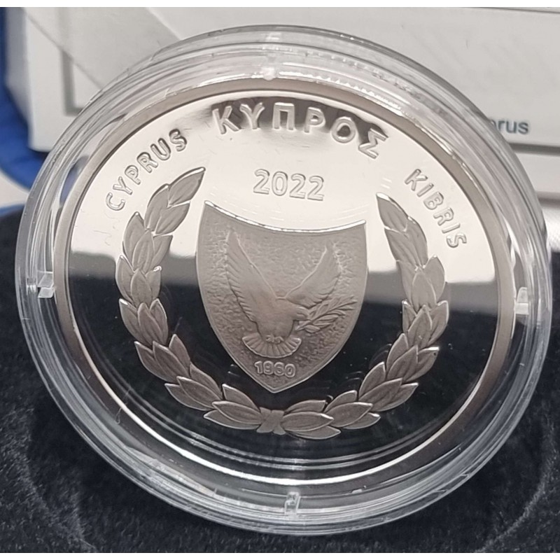 CYPRUS 2022 SILVER PROOF 5 EURO COIN ANCIENT LION OF AMATHUS WORLD COINS