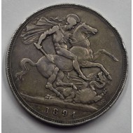 GREAT BRITAIN UK 1894 CROWN SILVER COIN QUEEN VICTORIA LVIII