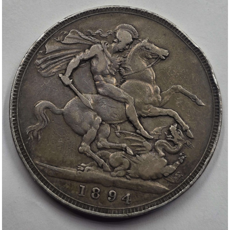 GREAT BRITAIN UK 1894 CROWN SILVER COIN QUEEN VICTORIA LVIII WORLD COINS