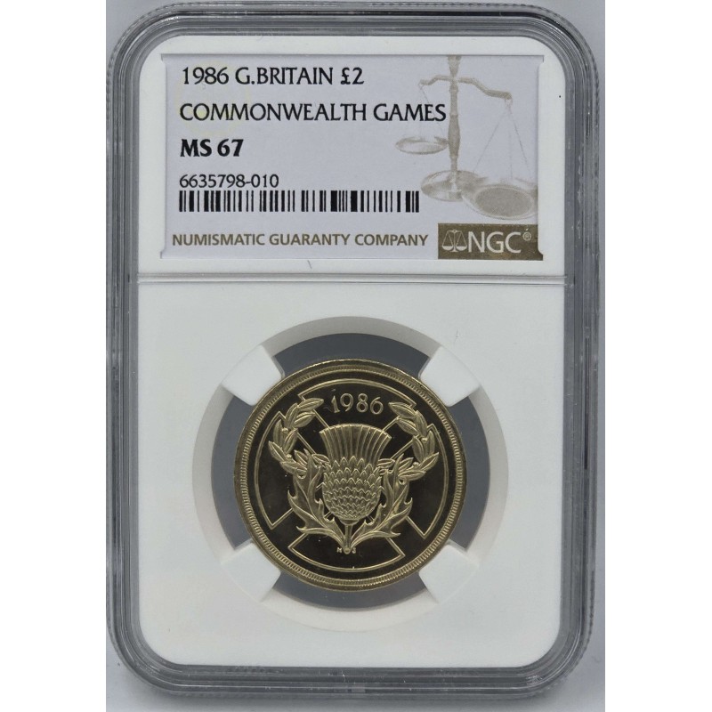 GREAT BRITAIN 1986 £2 COMMONWEALTH GAMES NGC MS67 WORLD COINS