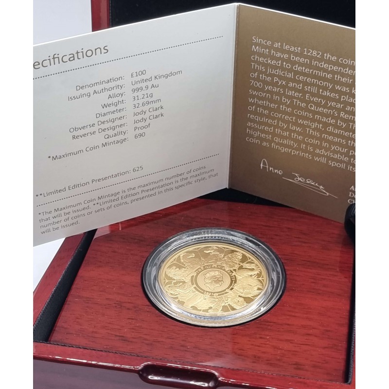 UK ENGLAND 2021 Queen's Beasts Completer 1 Ounce Gold Proof WORLD COINS