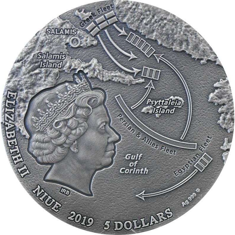 BATTLE OF SALAMIS 2 Oz Silver Coin Niue 2019 GOLD AND SILVER BULLION