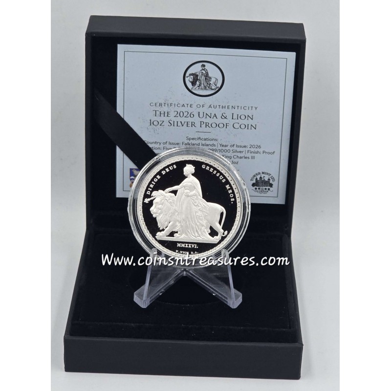 Una and the Lion 2026 Falkland Islands 1 oz Silver Proof Coin GOLD AND SILVER BULLION