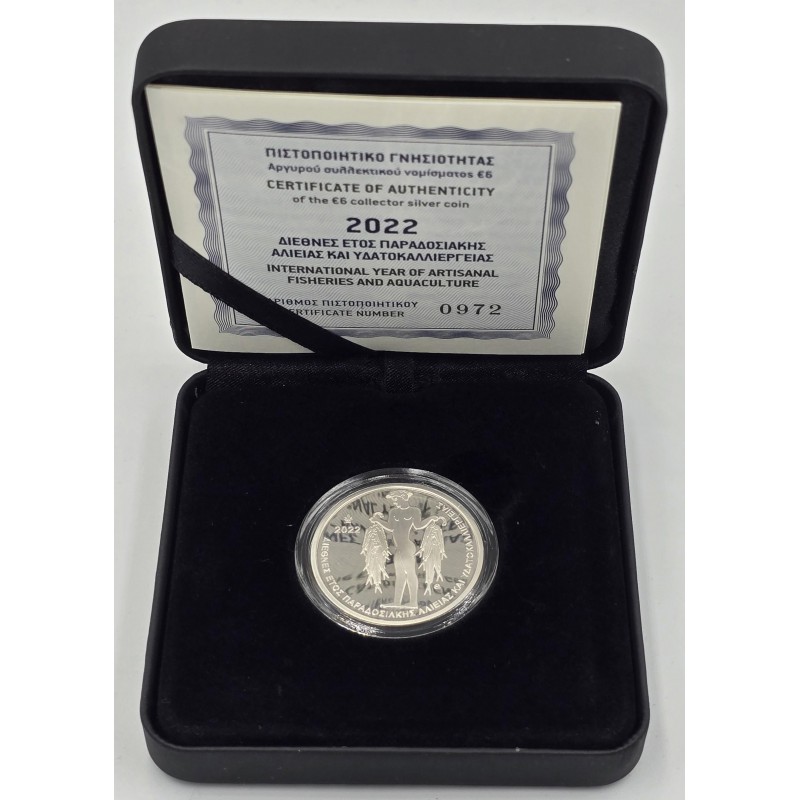 Greece 2022 Year of Aquaculture 6 Euro Silver Coin WORLD COINS