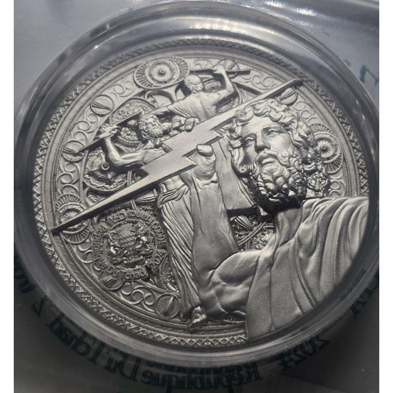 ZEUS AT OLYMPIA 2 Oz Silver Coin 10000 Francs Chad 2024 GOLD AND SILVER BULLION