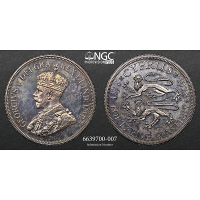 CYPRUS 45 PIASTRES 1928 SILVER PROOF COIN NGC PF63 RARE