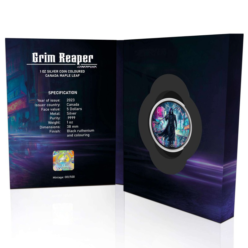 GRIM REAPER Cyberpunk 1 Oz Silver Coin 5$ Canada GOLD AND SILVER BULLION