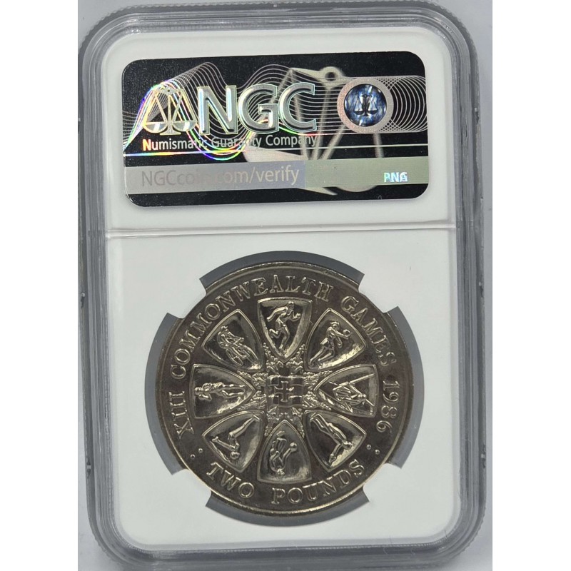 GUERNSEY 1986 COMMONWEALTH GAMES NGC MS 65 TOP UNC WORLD COINS