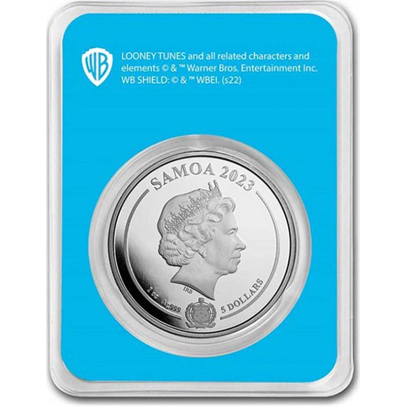Samoa 1 oz silver Coin Looney Toons TWEETY 2023 BU COLOURED GOLD AND SILVER BULLION