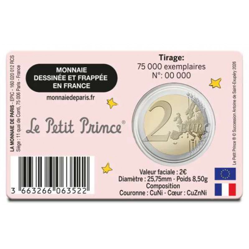 France 2026 The Little Prince 4 x coin cards 2 euro Coins WORLD COINS