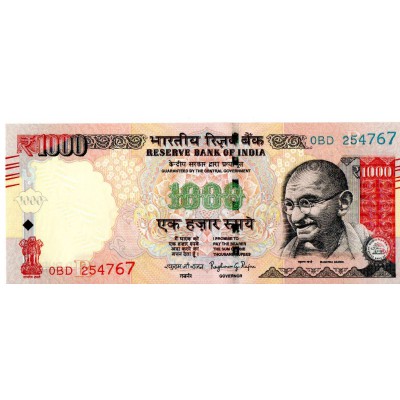 INDIA 1000 RUPEES 2016 GANDHI UNC P107