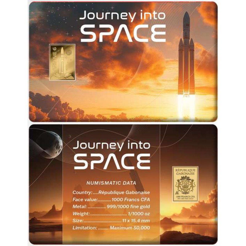 Ariane 6 Journey into space 1/1000 Oz Gold Coin card GOLD AND SILVER BULLION