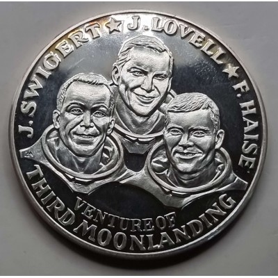 Apollo XIII Large Silver Medal 50gr 999 Rainbow Toning PROOF