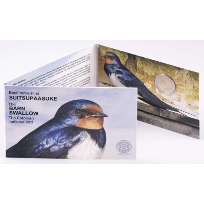 Estonia 2023 2 Euro Barn Swallow BU coin in coin card
