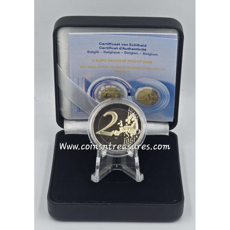 Belgium 2026 National Railway 2 Euro REVERSE Proof Coin WORLD COINS