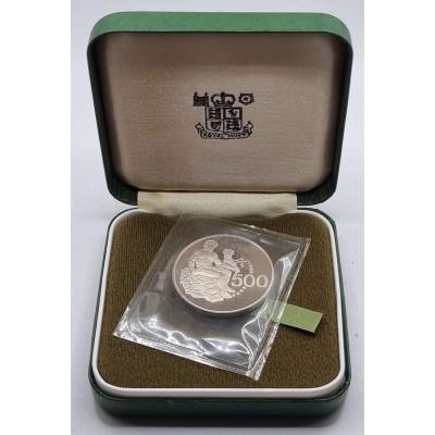 CYPRUS SILVER PROOF 500 MILS COIN 1975 HERCULES IN BOX TOP