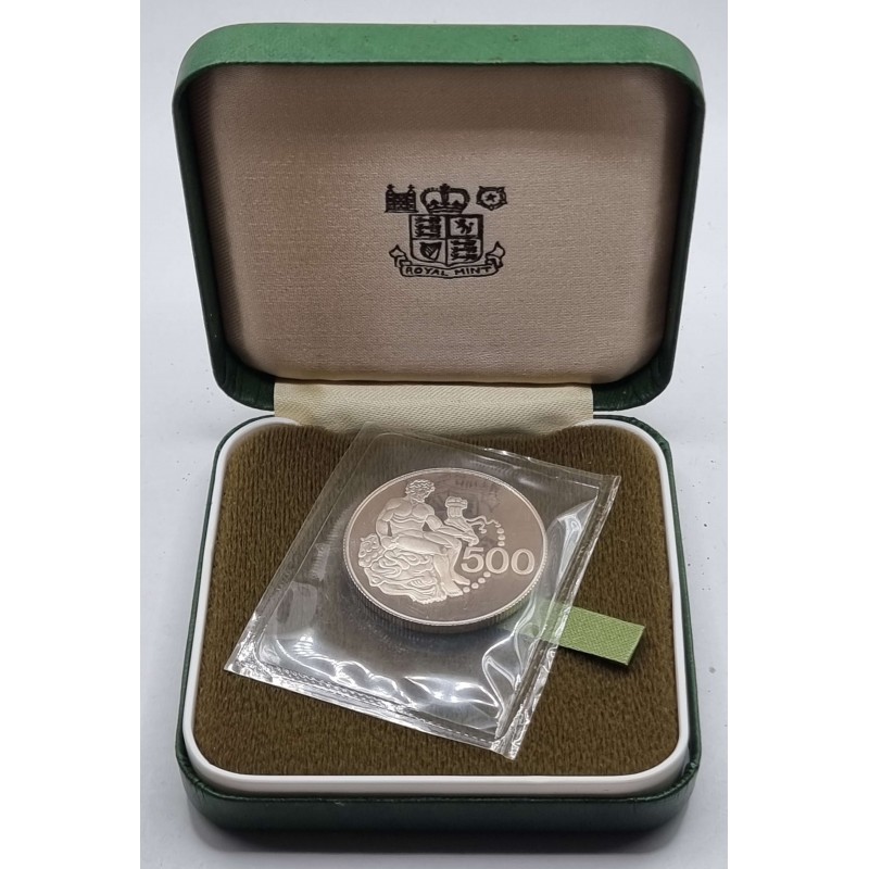 CYPRUS SILVER PROOF 500 MILS COIN 1975 HERCULES IN BOX TOP WORLD COINS