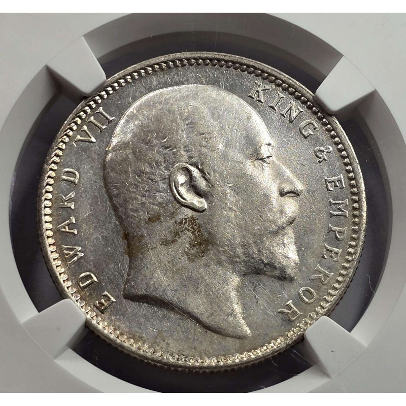 British India Silver 1 rupee 1906 C King Edward NGC MS61 WORLD COINS