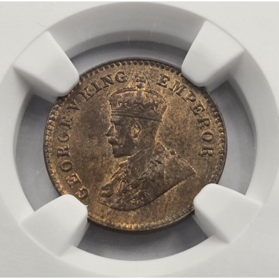 BRITISH INDIA 1/12 ANNA COIN 1923 B KGV NGC MS64RB