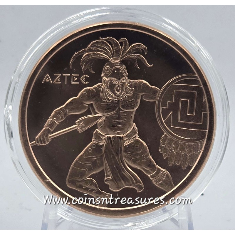 1 oz Aztec Warrior 999 Fine Copper Round GOLD AND SILVER BULLION