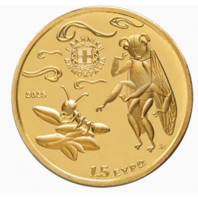 GREECE 2025 AESOPS MYTHS THE CICADA AND THE ANT COIN