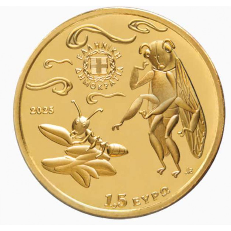 GREECE 2025 AESOPS MYTHS THE CICADA AND THE ANT COIN WORLD COINS