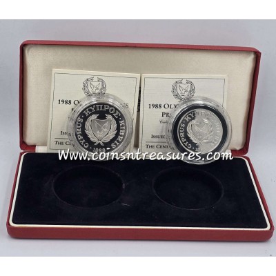 CYPRUS 1988 SILVER PROOF COINS SET OLYMPIC GAMES SEOUL