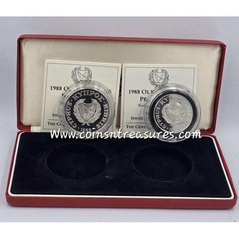 CYPRUS 1988 SILVER PROOF COINS SET OLYMPIC GAMES SEOUL WORLD COINS
