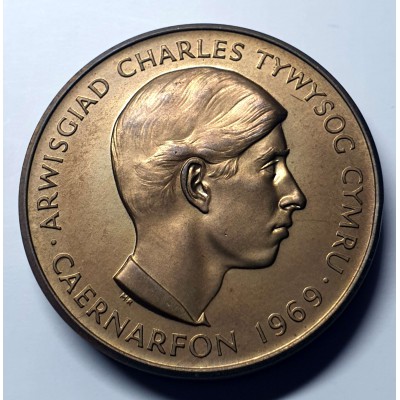 UK GREAT BRITAIN 1969 PIEDFORT BRASS MEDAL OF PRINCE CHARLES
