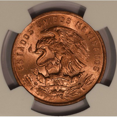 MEXICO 20 CENTAVOS COIN 1965 NGC MS66 RD