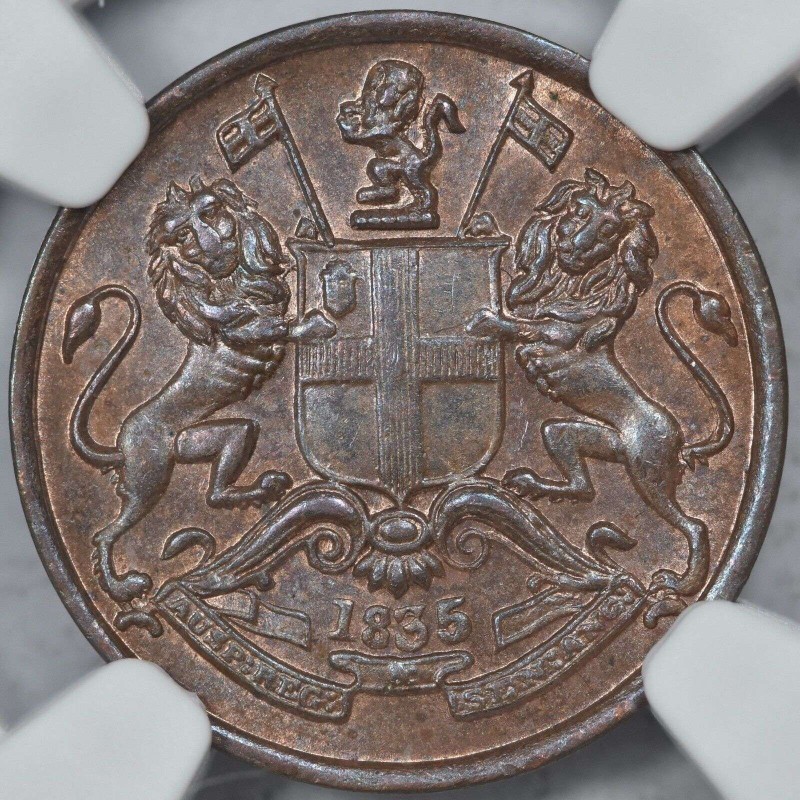 British India 1835 1/12 Anna East India Company NGC MS64 WORLD COINS