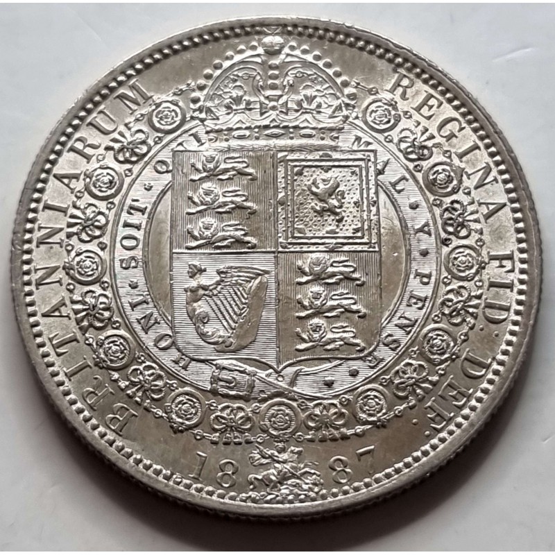 GREAT BRITAIN UK 1887 HALF CROWN SILVER COIN QUEEN VICTORIA WORLD COINS