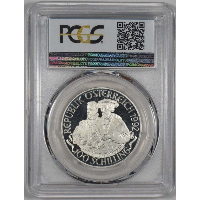 AUSTRIA 1992 SILVER PROOF 100 SCHILLING COIN PCGS PF67 DCA WORLD COINS