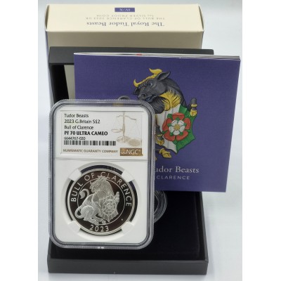 UK Tudor Beasts the Bull of Clarence 2023 Silver Coin NGC PF70 UCA