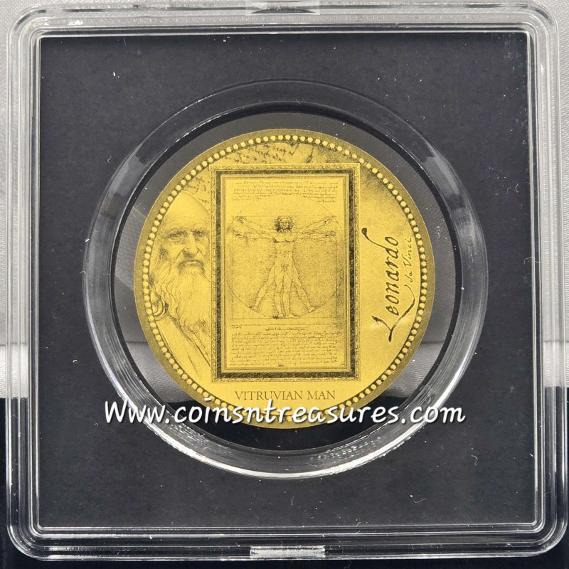Da Vinci Vitruvian man 1/200 Oz Gold .999 coin GOLD AND SILVER BULLION