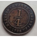 CYPRUS 1/4 PIASTRES 1908 KING EDWARD COIN EXF RARE WORLD COINS