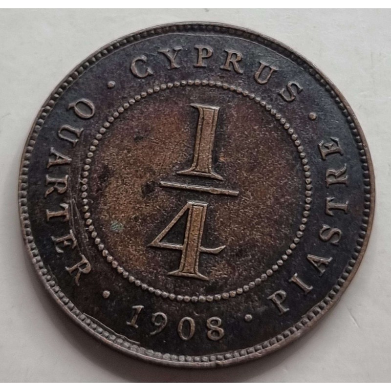 CYPRUS 1/4 PIASTRES 1908 KING EDWARD COIN EXF RARE WORLD COINS