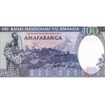 AFRICA RWANDA 1989 100 FRANCS ZEBRA P19 UNC WORLD BANKNOTES