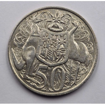 AUSTRALIA 50 CENT 1966 SILVER COIN OF QEII