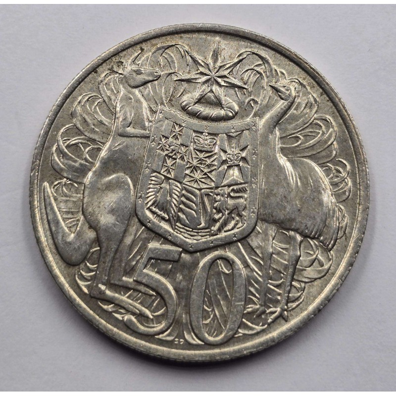 AUSTRALIA 50 CENT 1966 SILVER COIN OF QEII WORLD COINS