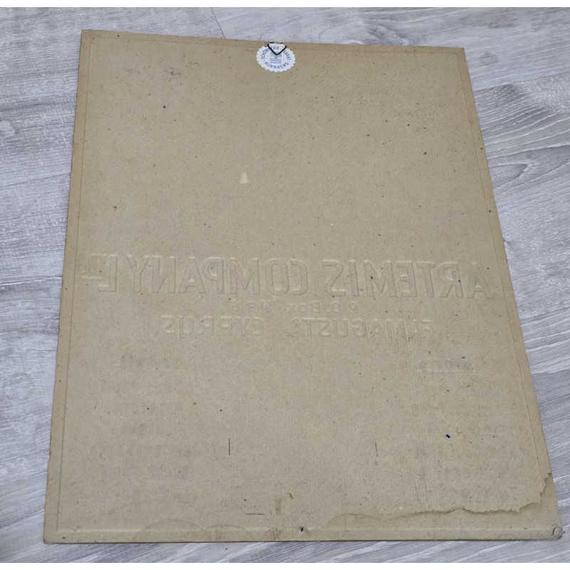 Cyprus Vintage Cardboard AD Sign Artemis Calendar 1972 famagusta ANTIQUES & OTHER COLLECTIBLES