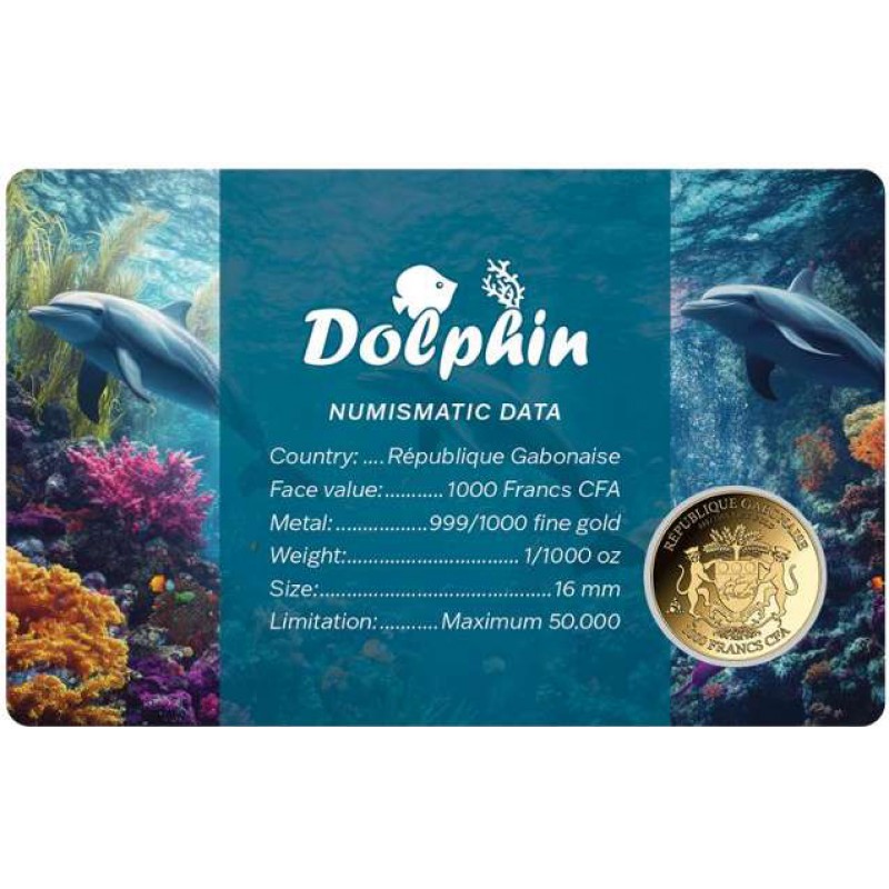 Dolphin 1/1000 Oz Gold coin 3000 Francs Chad 2025 GOLD AND SILVER BULLION