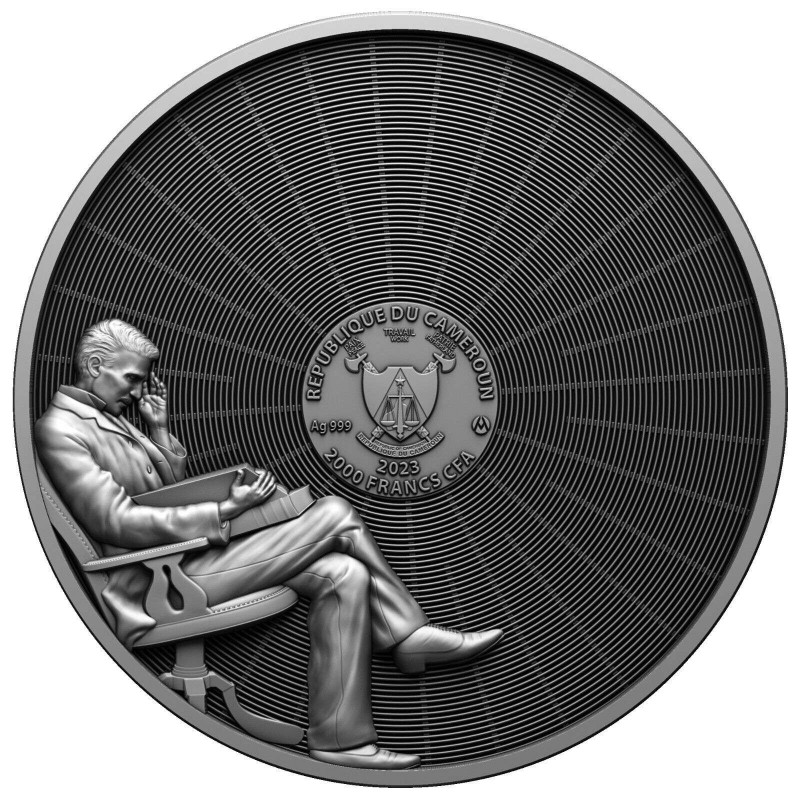NIKOLA TESLA Bulb Inlay 2 Oz Silver Coin Cameroun 2023 GOLD AND SILVER BULLION