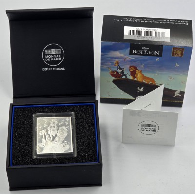 LION KING 30th Anniversary Silver Coin Bar 10€ Euro France 2024