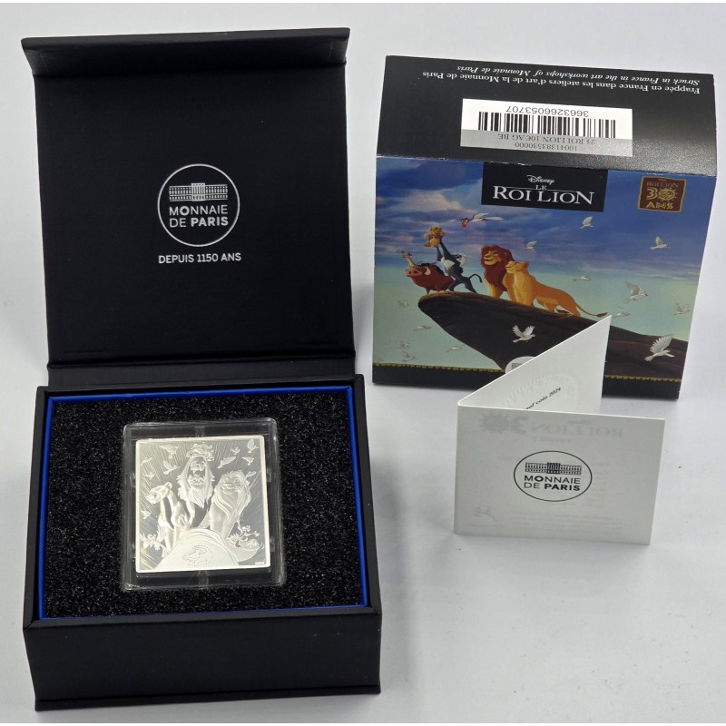 LION KING 30th Anniversary Silver Coin Bar 10€ Euro France 2024 WORLD COINS