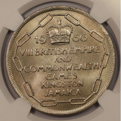 JAMAICA 5 SHILLINGS COIN 1966 GAMES NGC MS66