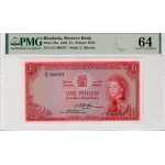 RHODESIA 1 POUND BANKNOTE 1964 QEII p25a UNC PMG 64 WORLD BANKNOTES