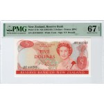 NEW ZEALAND 5 DOLLAR P171b 1985-89 BANKNOTE QEII PMG 67 EPQ WORLD BANKNOTES